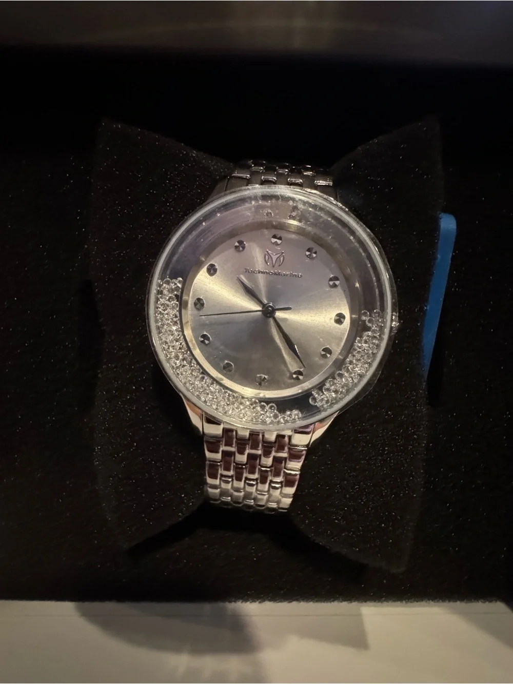 Technomarine Silver Women's Bracelet Watch with Floating Crystal Bezel